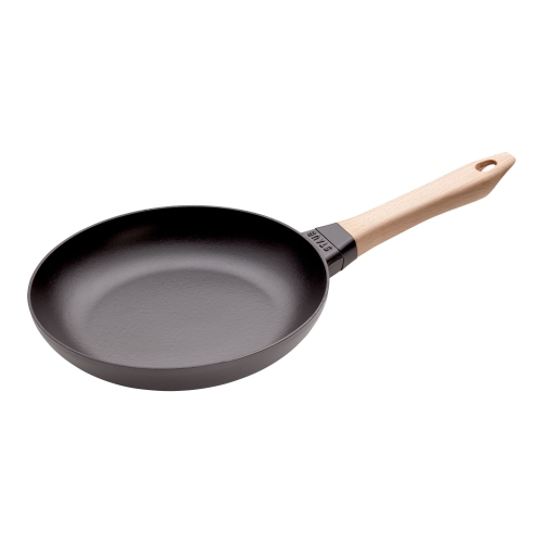 STAUB  Pans 24 Cm / 9.5 Inch Cast Iron Frying Pan With Wooden Handle In Black