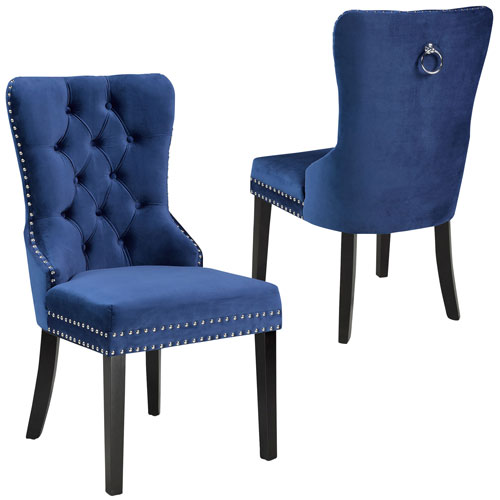 Brassex Soho Contemporary Fabric Dining Chair - Set of 2 - Blue
