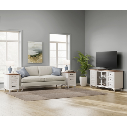 WAMPAT Farmhouse LED Light TV Stand for TVs Up to 75 inch,Glass and Wood Universal TV Stand with 4 Openable Storage Doors,White Entertainment Center