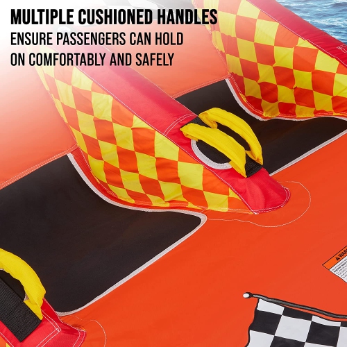 Bouée tractable Sunny & Fun, bouée gonflable pour 3 personnes avec poignées et corde de remorquage pour tubes