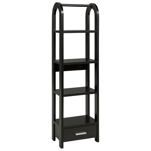 Brassex 63" 4-Shelf Freestanding Bookcase with Drawer - Black
