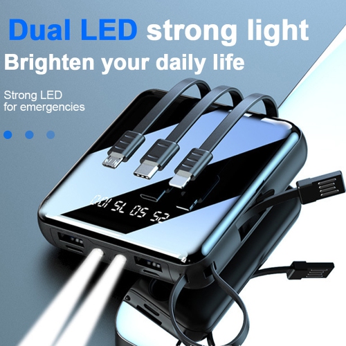 axGear Chargeur Externe Power Bank 20000mAh Intégré 4 Câbles Ecran Miroir