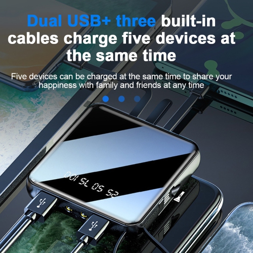 axGear Chargeur Externe Power Bank 20000mAh Intégré 4 Câbles Ecran Miroir