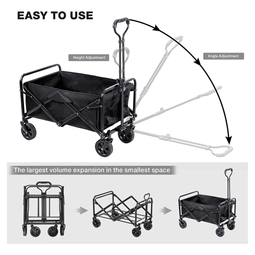 axGear Chariot de poignée réglable de roue universelle de chariot pliable extérieur pliable