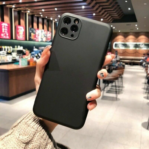 Ultra Thin Solid Matte Silicon TPU Soft Phone Case Camera Protective Back Cover for Apple iPhone 11 Pro Max -Black