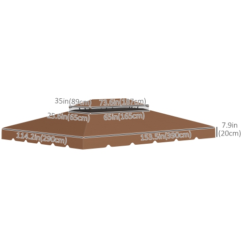 Outsunny 12.8' x 9.5' Gazebo Replacement Canopy, Gazebo Top Cover with Double Vented Roof for Garden Patio Outdoor, Coffee
