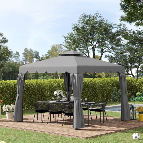 Outsunny 9.8' x 9.8' Gazebo Replacement Canopy, Gazebo Top Cover with Double Vented Roof for Garden Patio Outdoor, Grey