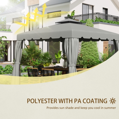 Outsunny 9.8' x 9.8' Gazebo Replacement Canopy, Gazebo Top Cover with Double Vented Roof for Garden Patio Outdoor, Grey