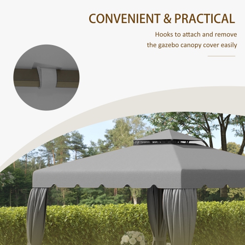Outsunny 9.8' x 9.8' Gazebo Replacement Canopy, Gazebo Top Cover with Double Vented Roof for Garden Patio Outdoor, Grey