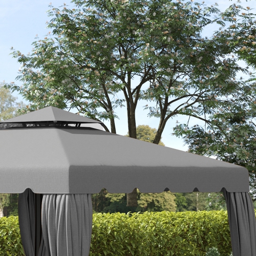 Outsunny 9.8' x 9.8' Gazebo Replacement Canopy, Gazebo Top Cover with Double Vented Roof for Garden Patio Outdoor, Grey