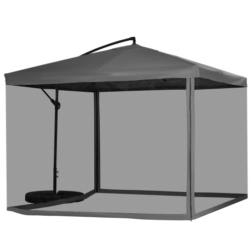 Outsunny Parasol déporté, base croisée, plaques de poids et 8 nervures pour jardin, bord de piscine, pelouse et jardin, gris foncé