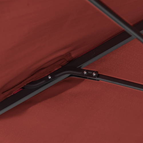 Outsunny 8.5FT Offset Patio Umbrella with 360° Rotation, Outdoor Cantilever Roma Parasol Hanging Sun Shade Canopy Shelter with Cross Base, Wine Red