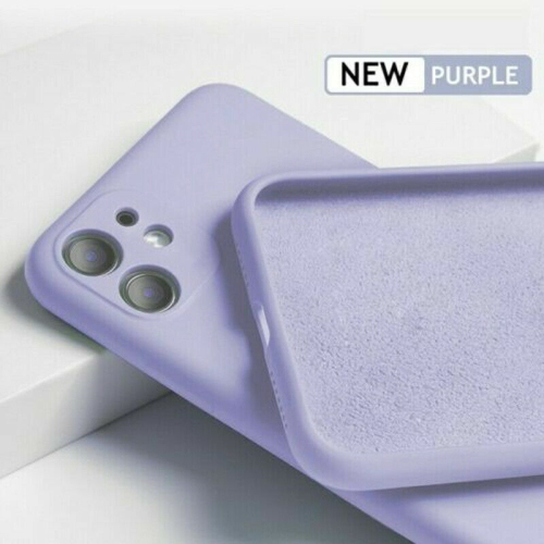 Ultra Thin Solid Matte Silicon TPU Soft Phone Case Camera Protective Back Cover for Apple iPhone 12-Purple