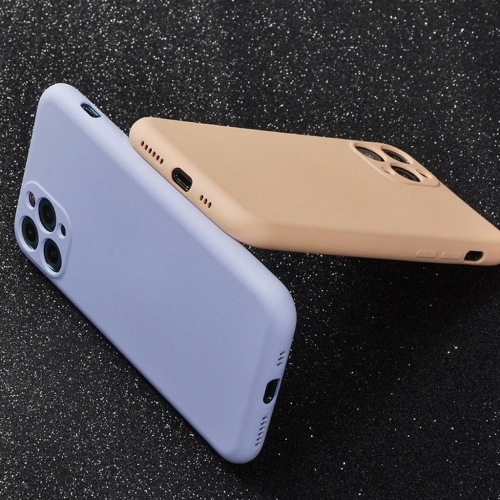 Ultra Thin Solid Matte Silicon TPU Soft Phone Case Camera Protective Back Cover for Apple iPhone 12-Purple