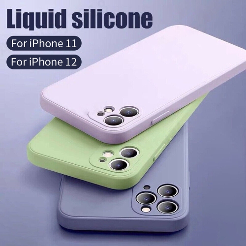 Ultra Thin Solid Matte Silicon TPU Soft Phone Case Camera Protective Back Cover for Apple iPhone 12 Pro-Purple