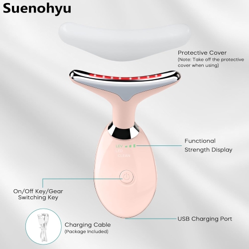 Lance thérapeutique à lumière rouge LED 7 couleurs pour le visage et le cou – Outil de soin de la peau à la maison avec lumière bleue et massage