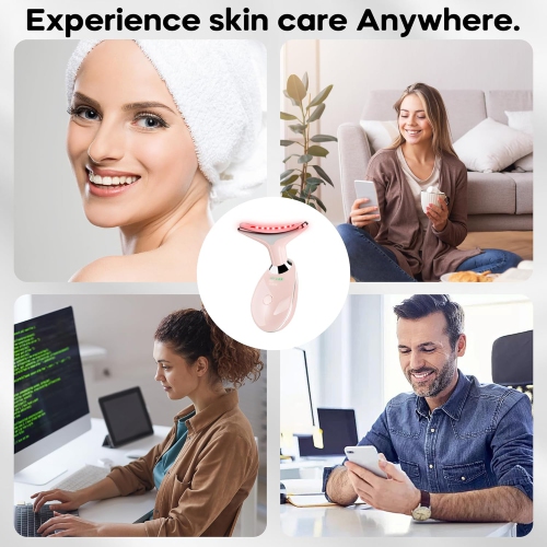 Lance thérapeutique à lumière rouge LED 7 couleurs pour le visage et le cou – Outil de soin de la peau à la maison avec lumière bleue et massage
