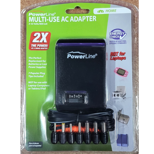 PowerLine 90333 Multi-Use AC Adapter 600mA