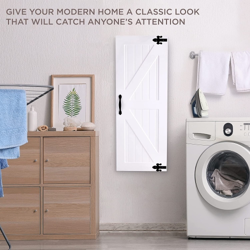 Ivation Foldable Wall-Mounted Ironing Board, Iron Board with Farmhouse Door, White