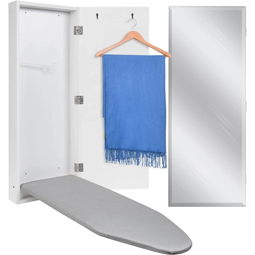 Ivation – planche à repasser murale pliante, fer à repasser avec porte  d'armoire et miroir, blanc