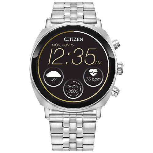 Citizen CZ Smart PQ2 Casual 41mm Smartwatch with Heart Rate Monitor - Silver-Tone Bracelet