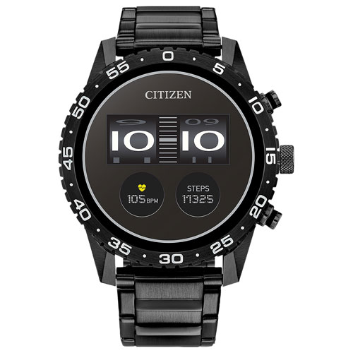 Citizen CZ Smart PQ2 Sport 45mm Smartwatch with Heart Rate Monitor - Black Bracelet