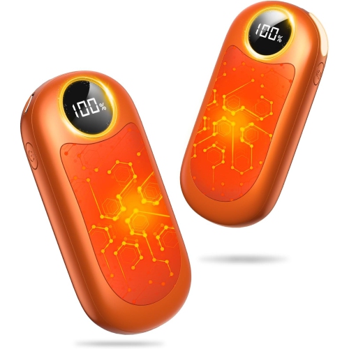 Chauffe-mains rechargeable, ensemble de 2 chauffe-mains électriques  12000 mAh, 4 niveaux de chaleur et 8 modes de chauffage, chargeur  portable USB, chasse au camping en hiver.