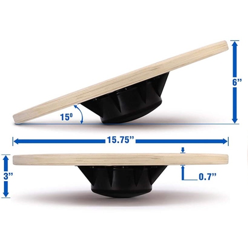Longevity Wood Wobble Balance Board 16 X 16 x 3 Inches, Black