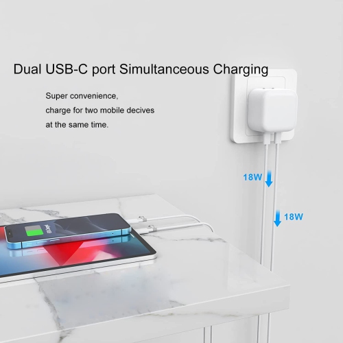 [Apple MFi CERT] 35W Dual USB C PD 3.0 Fast Wall Charger Power Adapter + 2x USB C to Lightning Cable for Macbook iPhone iPad