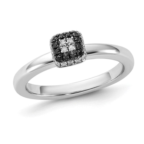 1/6 Carat Black and White Diamond Ring in Sterling Silver