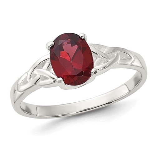 Image 1 of 4.. 2/3 Carat Oval-Cut Garnet Ring in Sterling Silver