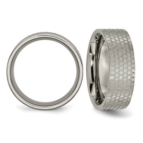 Mentille de titane pour hommes anneau de bande plate bross??e 8 mm