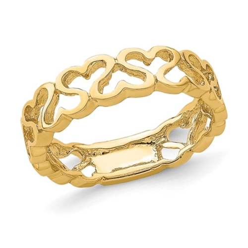 Bague en forme de coeur poli en or jaune 14K ct découpé