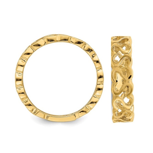 Bague en forme de coeur poli en or jaune 14K ct découpé
