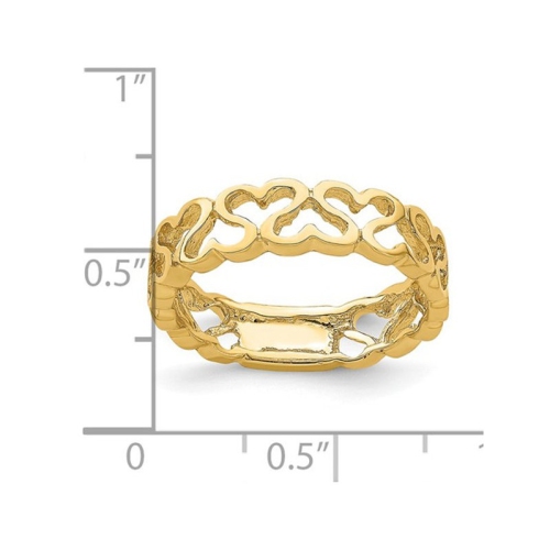Bague en forme de coeur poli en or jaune 14K ct découpé