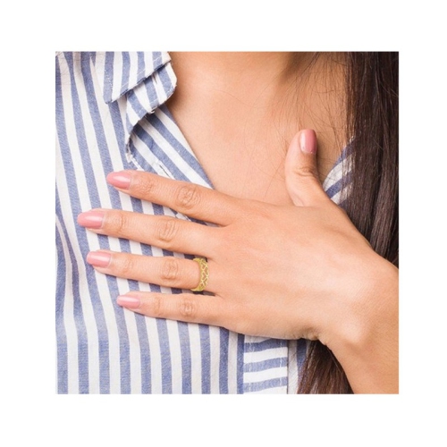 Bague en forme de coeur poli en or jaune 14K ct découpé