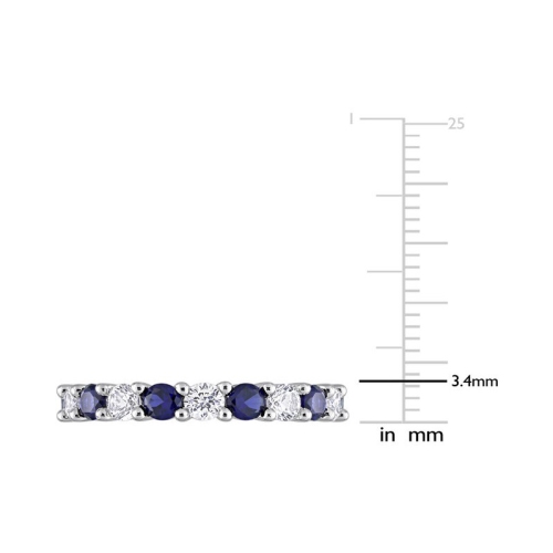 3,50 carats Anneau en saphir bleu et blanc cr???? en laboratoire en argent sterling