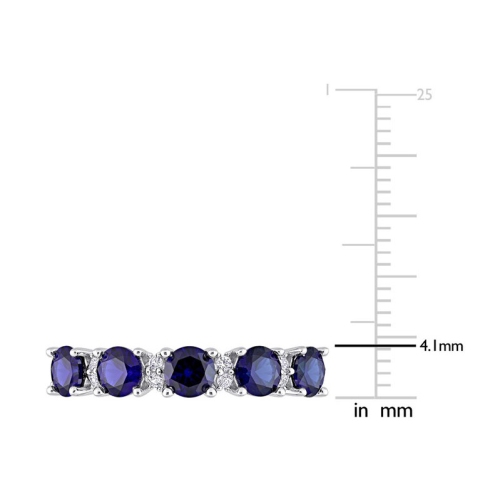 1,62 carat Bande annulaire en saphir bleu et blanc cr???? en laboratoire en argent sterling