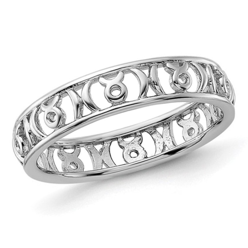 Image 1 of 4.. Sterling Silver Taurus Zodiac Astrology Ring Band