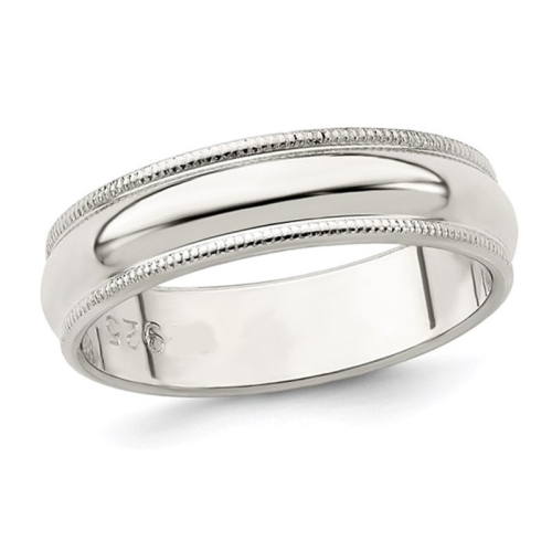 Ladies or Mens Milgrain Wedding Band Ring in Sterling Silver