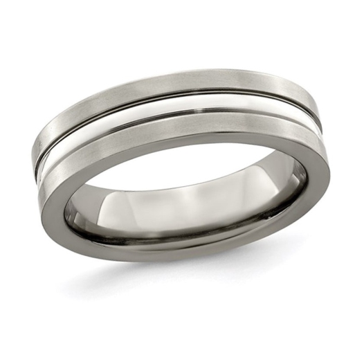 Image 1 of 4.. Ladies or Mens Titanium Brushed and Polished Band Ring