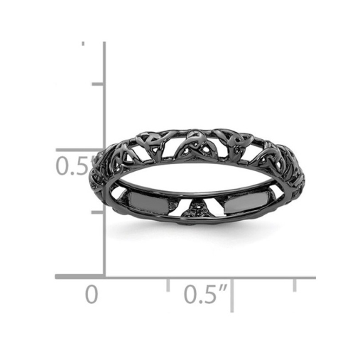 Bague de bande de n?ôuds celtique noire en argent sterling en argent sterling