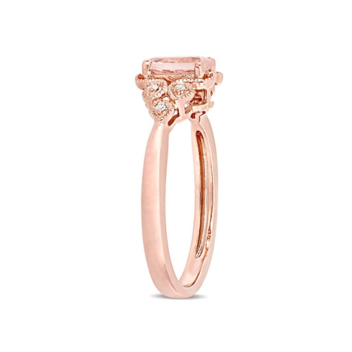 Bague en filigrane en morganite 3/4 carat en or rose 10 ct avec diamants