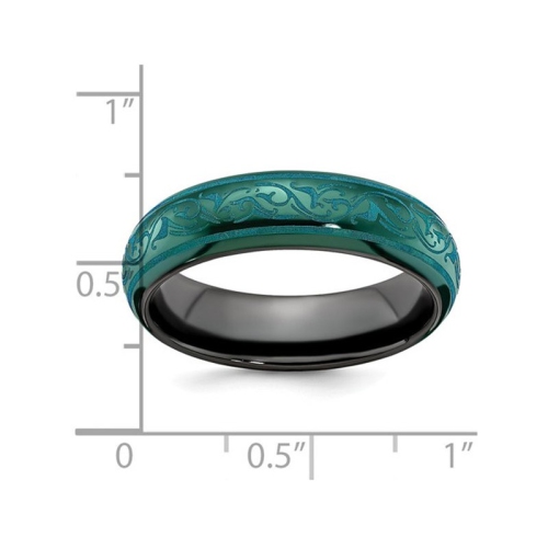 Mesdames Black Titanium 6 mm Ring de bande sarcelle