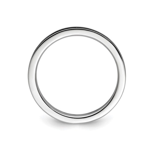 Sterling Silver Band Ring with Black Enamel