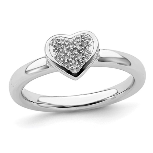 GEM AND HARMONY  Sterling Promise Heart Ring With Diamond Accent In Silver