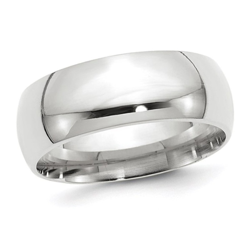 GEM AND HARMONY  Mens 10K Gold 8MM Polished Wedding Band Ring In White