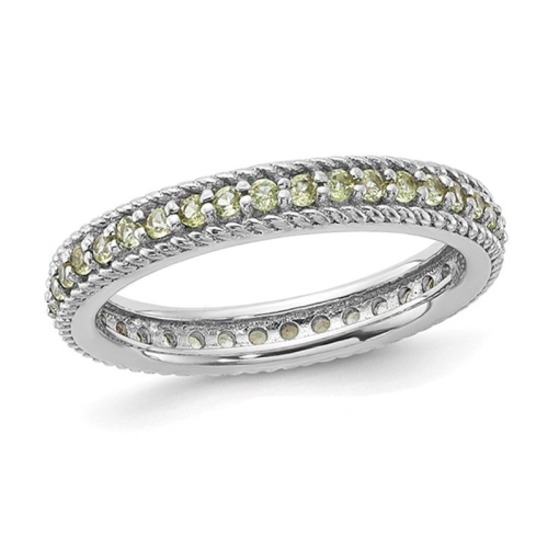 GEM AND HARMONY  3/4 Carat (Ctw) Peridot Eternity Band Ring In Sterling In Silver
