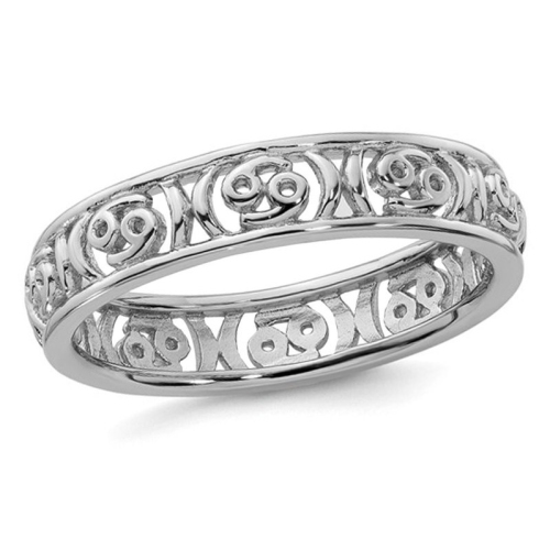 Band d'astrologie du cancer de Sterling Silver Cancer