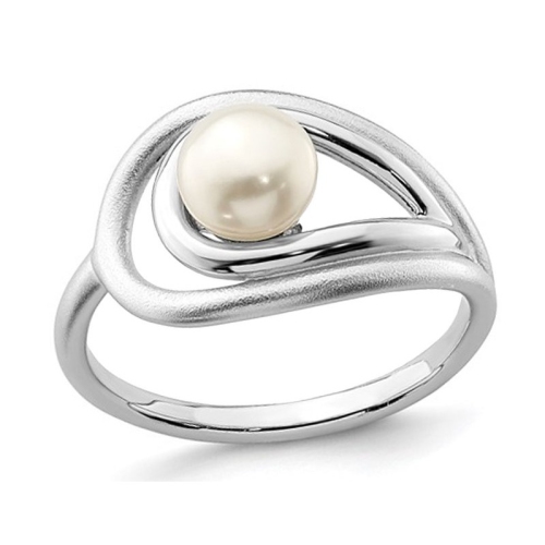Bague en argent sterling, perle d'eau douce de culture, 6 à 7 mm